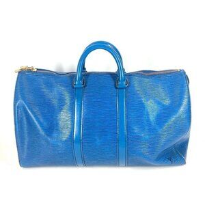 LOUIS VUITTON M42975 Epi Keepall45 travel bag Duffle Bag Epi Leather Toledo Blue